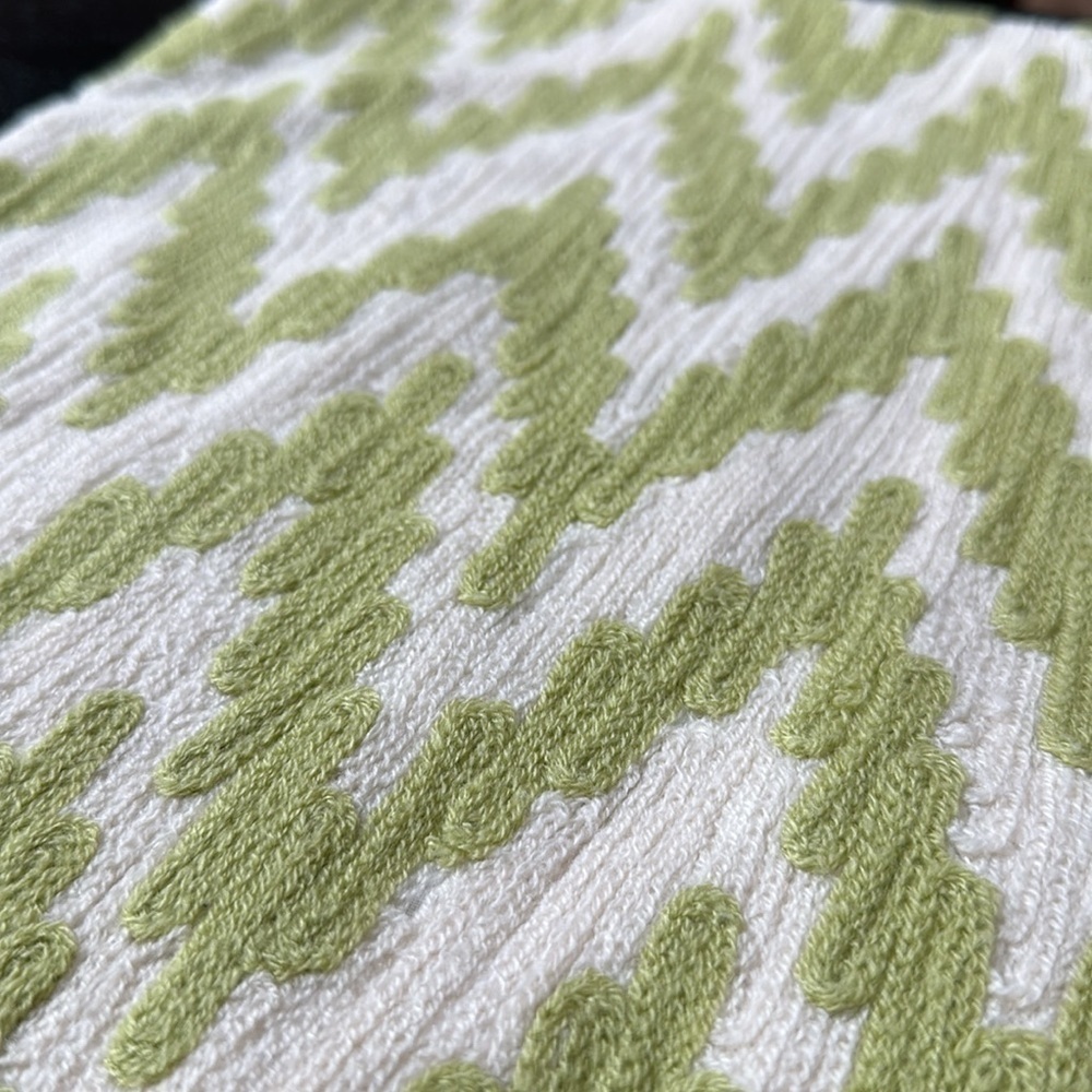 West elm boho chevron stitch green and cream accent pillow cover - Picture 2 of 8